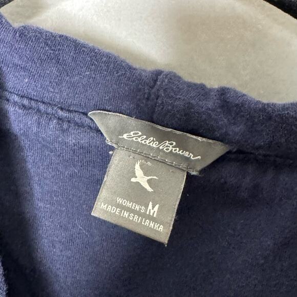 EDDIE BAUER / blue green yellow plaid hooded flannel shacket jacket hoodie / M - Picture 5 of 9